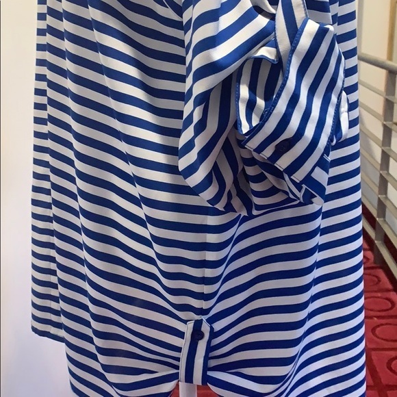 CALVIN KLEIN BLUE and WHITE STRIPED BLOUSE NWOT - Picture 5 of 5